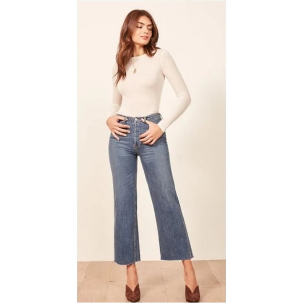 Reformation Jeans Womens 28 Fawcett Wide Leg Cropped Celtic Wash Denim Blue Chic - Picture 2 of 15